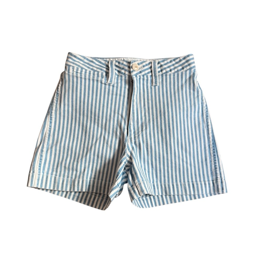 Madewell Pinstripe Blue and White Striped Shorts - Picture 2 of 9